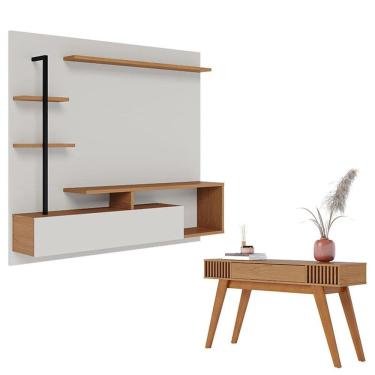 Imagem de Painel para Tv Home Suspenso Maragogi Off White Freijó com Aparador Riviera Freijó – Colibri