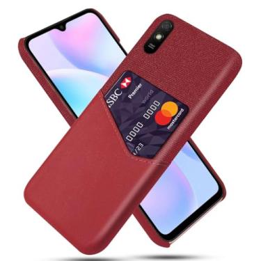 Imagem de Capa para Xiaomi Redmi 9A,Tela e tampa de couro PU,Antideslizante,360°cobertura completa à prova de choque com 1 slot de cartão atrás,Prevenção de queda-Red