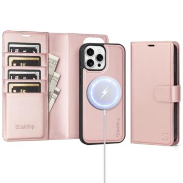 Imagem de Shieldtop Compatível com Magsafe Magnetic 2 em 1 Capa carteira destacável para iPhone 13 Pro com compartimento para cartão de crédito, homens e mulheres, couro PU bloqueio RFID Flip Kickstand para