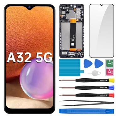 Imagem de BESJMYT Kit de ferramentas de reparo de vidro para Samsung Galaxy A32 5G, tela LCD, digitalizador sensível ao toque, com botão lateral de moldura, alto-falante, vibração, motor, vidro, reparo, kit