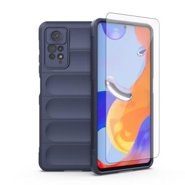 Imagem de Asuwish Capa de telefone para Xiaomi Redmi Note 12 Pro 4G/Redmi Note 11 Pro 5G com protetor de tela de vidro temperado e TPU fina capa de silicone acessórios Redme Note11 11E 11Pro 12Pro feminino azul