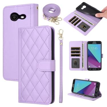 Imagem de Furiet Capa carteira para Samsung Galaxy J7 Prime 2017 J 7 Skypro Sky Pro J7V V S727VL com alça de pulso, alça de ombro e compartimentos para cartões, bolsa fólio, capa de telefone com suporte de