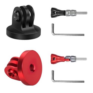 Imagem de Mechrig Adaptador de montagem de tripé de alumínio (pacote com 2) com parafusos de aperto dobrável para GoPro Hero 13/12/11/10, compatível com tripés, monopés e equipamentos de ação padrão de 1/10.2