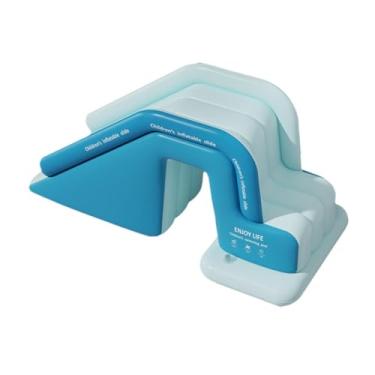 Imagem de Ｂｅｓｇａ Tobogã aquático inflável para piscina, suprimentos práticos para crianças, prático tobogã aquático de PVC para piscina acima do solo, quintal de verão, Azul