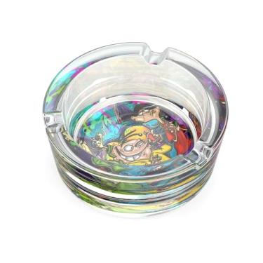 Imagem de Cinzeiro de vidro, cinzeiros domésticos, cinzeiros legais cinzeiro bonito redondo transparente (roxo)