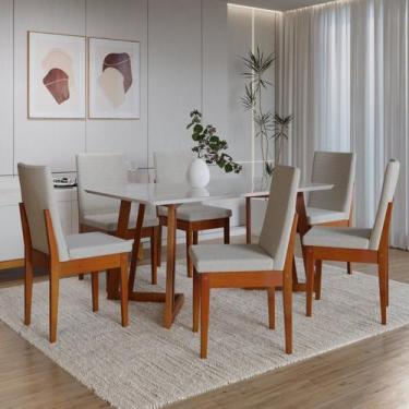 Imagem de Conjunto para Sala de Jantar com 6 Cadeiras Dakota - Móveis Meneghetti