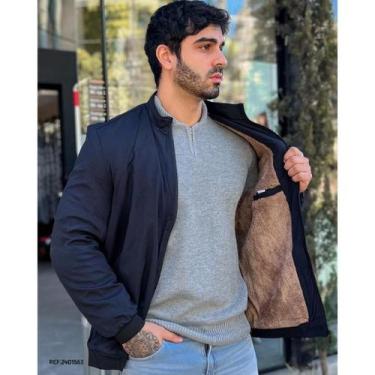 Imagem de Jaqueta Casaco Forrado com Pelo Felpudo e Capuz  Estilo Inverno Casual