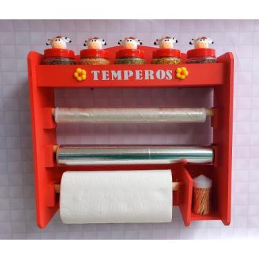 Imagem de Porta temperos Vaquinha porta condimentos com 5 potes decorados - Art 
