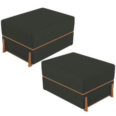 Imagem de Kit 02 Puffs Decorativo Retangular Para Sala de Estar Domus L02 Linho 