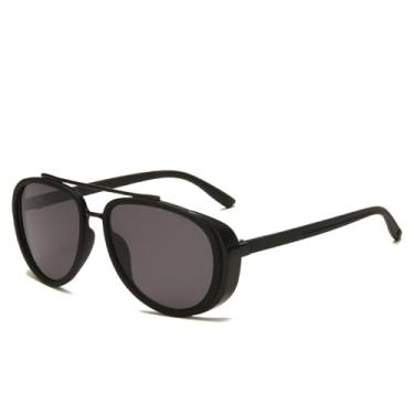Imagem de Óculos de sol retrô à prova de vento, estilo steampunk, redondo, clássico, UV400, masculino e feminino (C8)