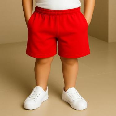 Imagem de Bermuda Moletom Infantil Juvenil Masculina Menino Shorts com Bolso - R