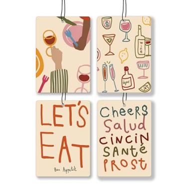 Imagem de JWVK Carrinho de bar de cozinha moderno, purificador de ar de lavanda, colorido Cheers Aesthetic Hanging Aromatizador de ar 4 peças para bar, pub, cozinha, carros, armário, gaveta, livros, acessórios