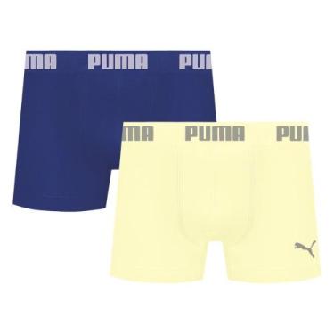 Imagem de Kit 2 Cuecas Puma Boxer Sem Costura Masculina, Azul, Amarelo, EG