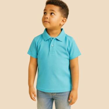 Imagem de Camisa Polo Infantil Masculina Básica com Gola Clássica e Botão Estilo