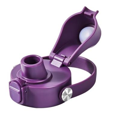 Imagem de EIPOSAU Tampa flip automática para garrafa de água de boca larga Hydro Flask, ótima tampa de bico para HydroFlask, tampa de substituição com trava de botão, roxo