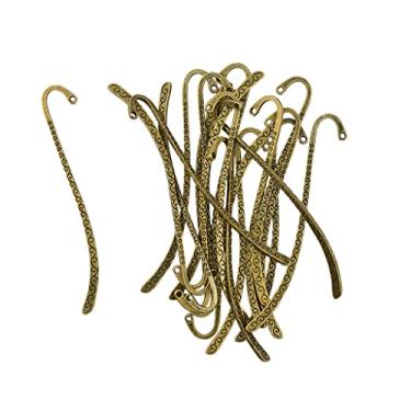 Imagem de Marcador de página Baoblaze 20 peças com padrão de linha de contas de metal com gancho de papelaria de bronze escolar