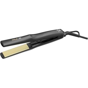 Imagem de Prancha Gama Gold Íon - Cabelos Saudáveis e Sem Frizz, Preto e Dourado