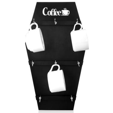 Imagem de Geelin 8 ganchos de 39 x 23 cm, suporte de xícara de café de Halloween, suporte de madeira, suporte de xícara de café, organizador de cozinha, acessórios de bar