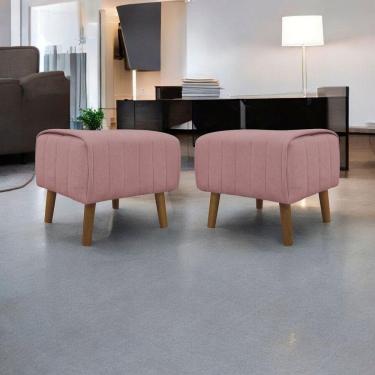 Imagem de Kit 2 Puffs Decorativos Verso Retangular Bouclé Premium - Rose Buclê