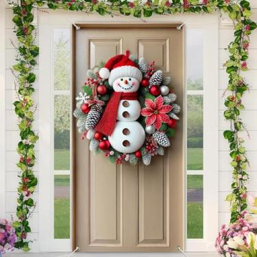 Imagem de BlissYard Capa de porta de Natal 89,5 x 188,9 cm alegre Papai Noel festivo festivo feriado bem-vindo terno vermelho tradicional design de barba branca exibição de entrada alegre tela de foto sazonal