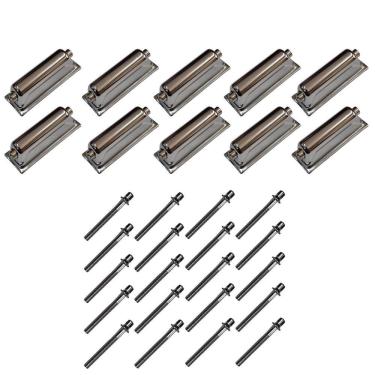 Imagem de Kit 10 Canoas Tom Caixa Cromo 18.3 + 20 Parafusos 51X6Mm M6