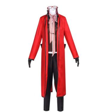 Imagem de Yejue Conjunto completo de camisa de fantasia de cosplay Grell Sutcliff roupas uniformes terno casaco clássico calça festa de Halloween