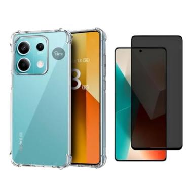 Imagem de [KIT] Capa Capinha Premium Anti-Impacto Transparente + Película de Privacidade 3D para Xiaomi Redmi Note 13 5G
