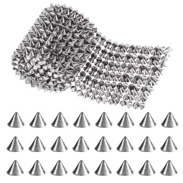 Imagem de Spritewelry Espigão de prata para artesanato brincos de pontas para roupas 1 jarda 12 fileiras cone rebites planos punk rock guarnição contas decoração resina cabochão para chapéus, sapatos, roupas
