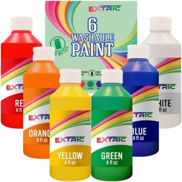 Imagem de Conjunto de tintas EXTRIC lavável em 6 cores, 240 ml cada para criança
