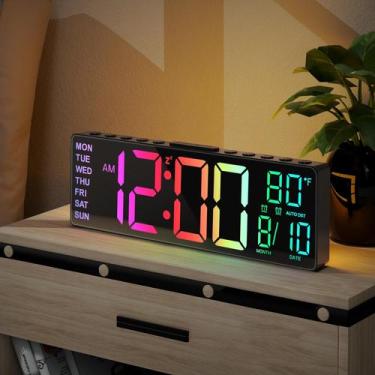 Imagem de Despertador JALL 10,5 polegadas digital com cores RGB e luz noturna