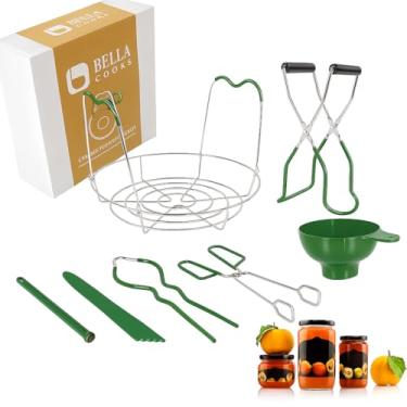 Imagem de BELLA COOKS Canning Supplies Starter Kit - 7-in-1 Canning Set - Incl. Canning Funnel, Canning Rack, Canning Jar Lifter, Jar Wrench, Tongs & more