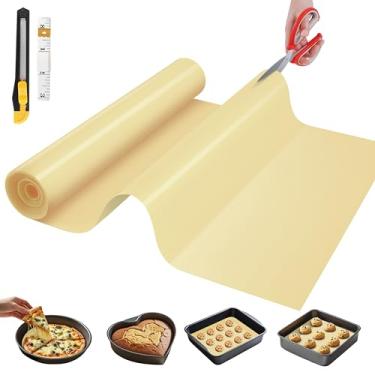 Imagem de Tapete de silicone para assar, 30,5 cm x 1,8 m, assadeira de corte livre, antiaderente reutilizável para massa e pastelaria, rolo de silicone antiderrapante para forro de fritadeira, liofilizador