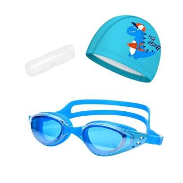 Imagem de Kit Óculos, Estojo e Touca de Natação Infantil Hero Band, Azul piscina