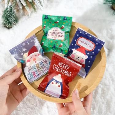 Imagem de Sacos de biscoito de doces de Natal, sacos de plástico transparentes, sacos de embalagem de nougat, sacos de biscoito para guloseimas de padaria, decorações de Natal, suprimentos para festas de fim de