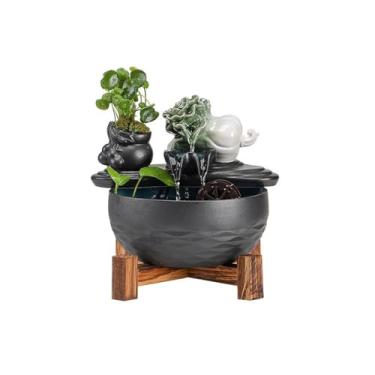 Imagem de Enfeites de repolho de cerâmica estilo chinês de fácil instalação para mesa Feng Shui Rotação Água Circulação Aquário