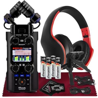 Imagem de Zoom H5Studio Gravador prático, áudio flutuante de 32 bits, microfones XY grandes (19,4 mm), gravação de 6 faixas, botões de ganho, pré-amplificadores da série F com tripé, cabo XLR, fone de ouvido