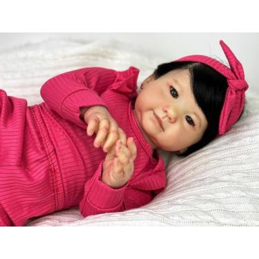 Imagem de Bebê Reborn Cai Menina Silicone Boneca Realista 50cm Toma Banho Kit Co