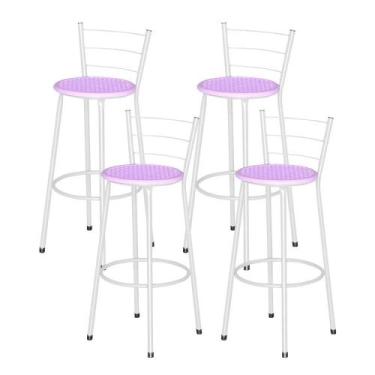 Imagem de Jogo 4 Banqueta Alta Ratan Branca Retro - Lamar Design, Lilás