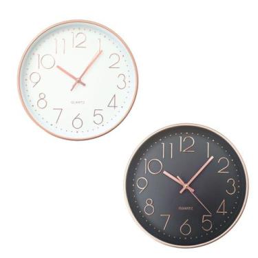 Imagem de Relogio de Parede Decorativo Moderno 25cm Rose Gold Silencioso Sem Bar