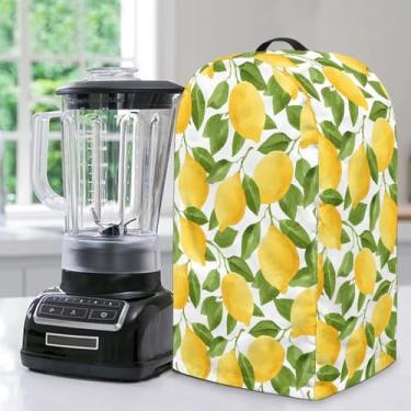 Imagem de NETILGEN Capa de liquidificador de bancada de impressão de folha de limão com cordão de proteção contra poeira 24 cm C x 19 cm L x 38 cm A x 38 cm A - Aparelho de liquidificador de cozinha para