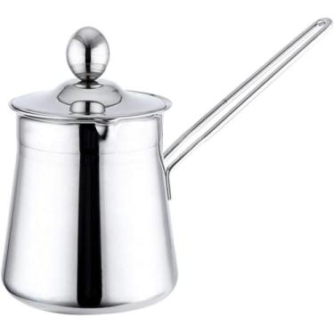 Imagem de Cafeteira, Espresso Decter Com Tampa, Stainless Steel Turkish Coffee Decter, Leite Mais Quente, Caldeirão De Manteiga Com Hdle, Barista Coffee Decter Jarro, Silver, 550ml