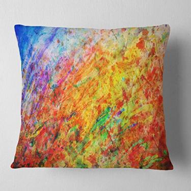 Imagem de Designart laranja e amarelo mancha aquarela animal sala de estar, sofá, almofada + capa de almofada impressa em ambos os lados 45,72 cm x 45,72 cm