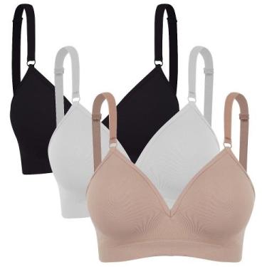 Imagem de Sutiã c/ bojo daily trifil reforçado kit 3 un sem costura, G, Preto, B