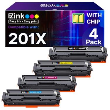 Imagem de E-Z Ink Cartuchos de toner de substituição 201X para HP 201X, pacote com 4, CF400X CF401X CF402X CF403X, compatível com HP Color Laserjet MFP M252dw M252n, Pro M277dw M277n (preto, ciano, magenta