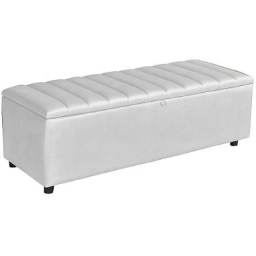 Imagem de Baú Recamier Paris Couro Branco 140 cm - TNA Decor