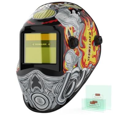 Imagem de YESWELDER Capacete de soldagem de escurecimento automático, bloqueio de luz azul, capa de solda movida a energia solar de cor verdadeira 1/1/1/1 com 2 sensores de arco, máscara de soldador de sombra