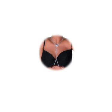 Imagem de Sutiã sexy com strass, corrente corporal, festival, rave, corrente de mamilo, corrente de cristal no peito, biquíni, lingerie, joia corporal para mulheres, liga metálica, Liga metálica.