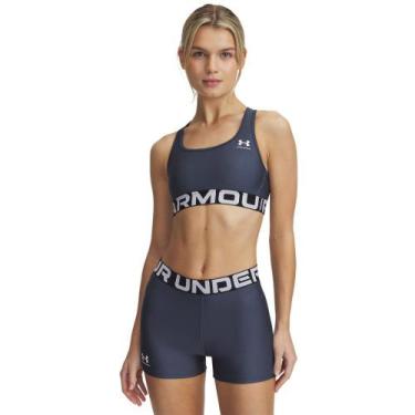 Imagem de Top de Treino Under Armour HeatGear Authentics Mid Feminino, Cinza, M
