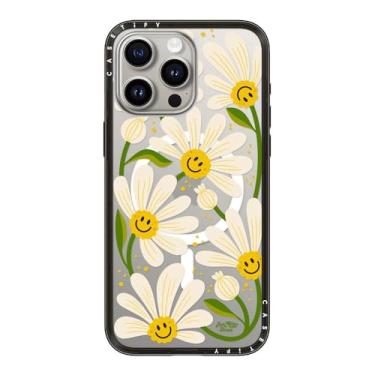 Imagem de CASETiFY Capa compacta Magsafe para iPhone 15 Pro Max [leve/slim fit/compatível com Magsafe] - Margarida dos anos 90 - preta transparente