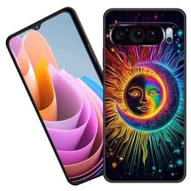 Imagem de BFUKVOU Capa protetora para Pixel 10 Pro XL, borracha de silicone macio premium para Google Pixel 10 Pro XL 6,8 polegadas 2025, sol e lua coloridos